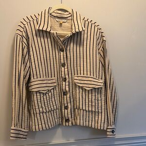 DownEast Cream and Navy Striped Top
